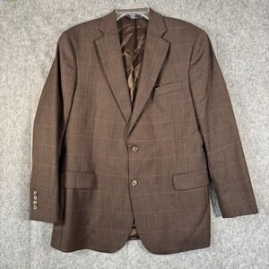 Brooks Brothers Blazer Men 43R Brown Plaid Wool Regent Fit 346 Sport Jacket